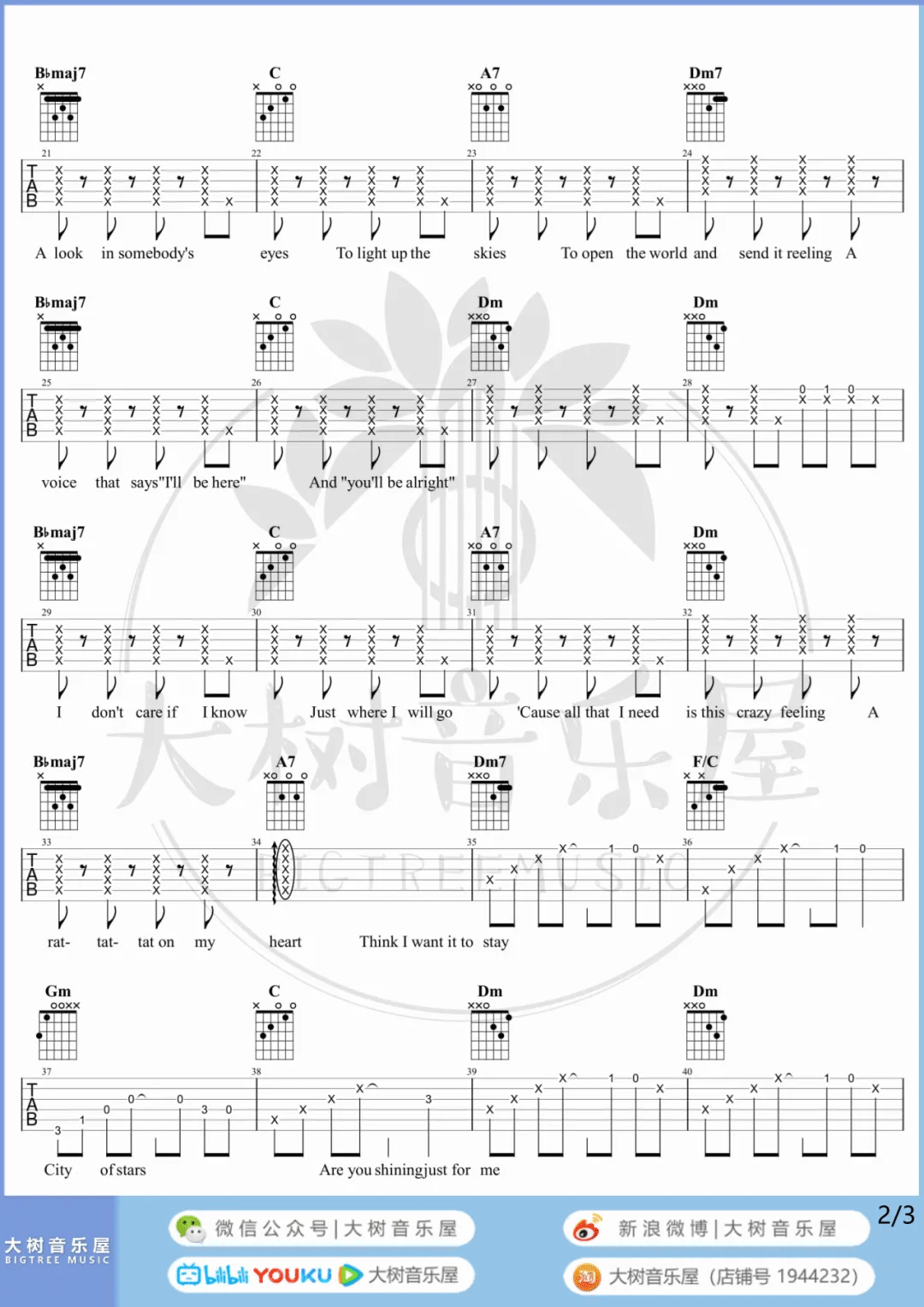 City Of Stars吉他谱2