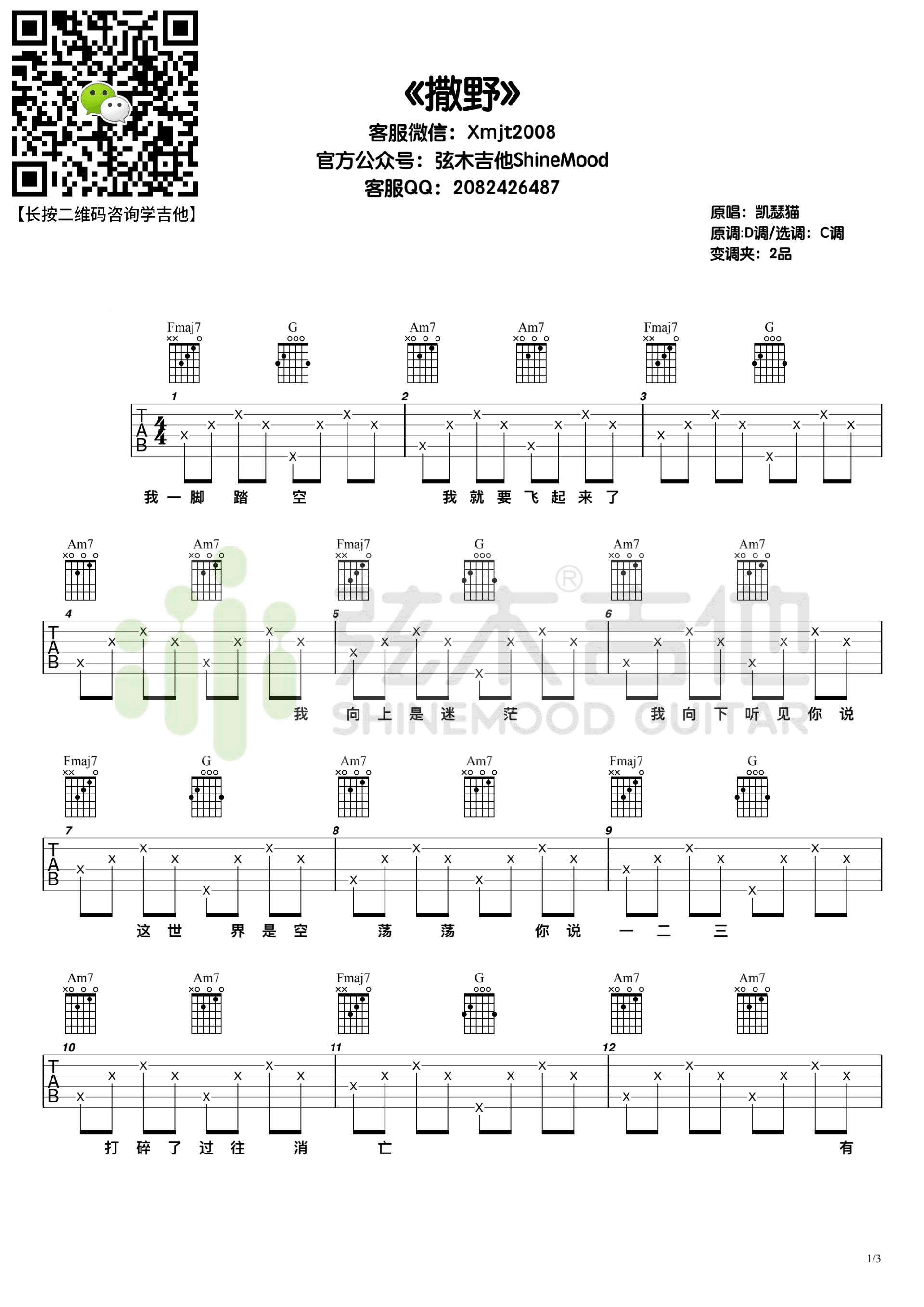 撒野吉他谱1