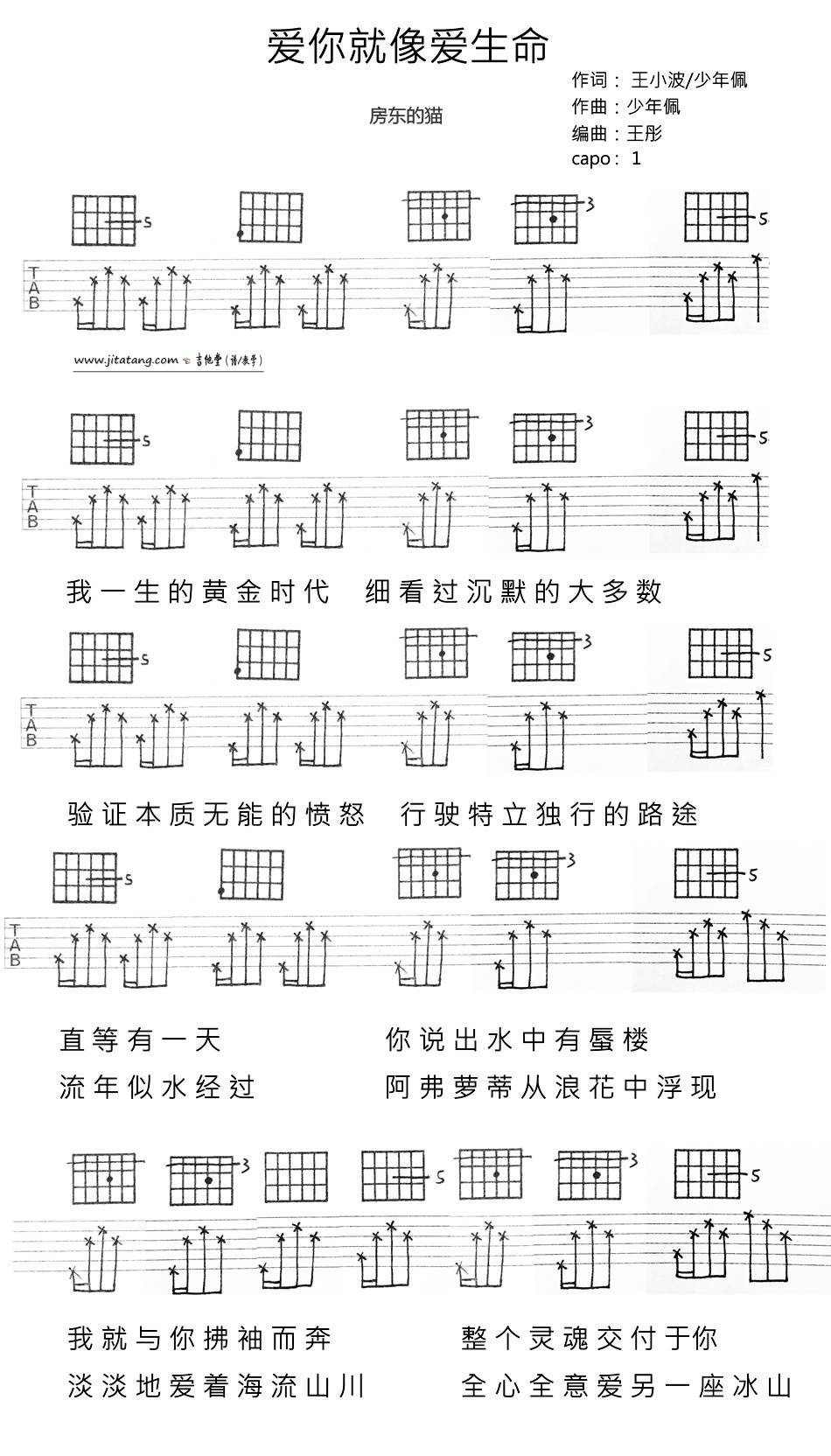 爱你就像爱生命吉他谱1