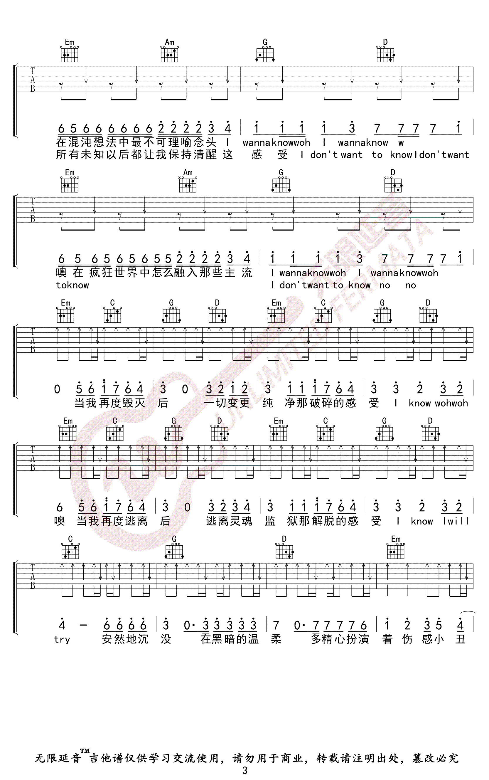 疯人院吉他谱3