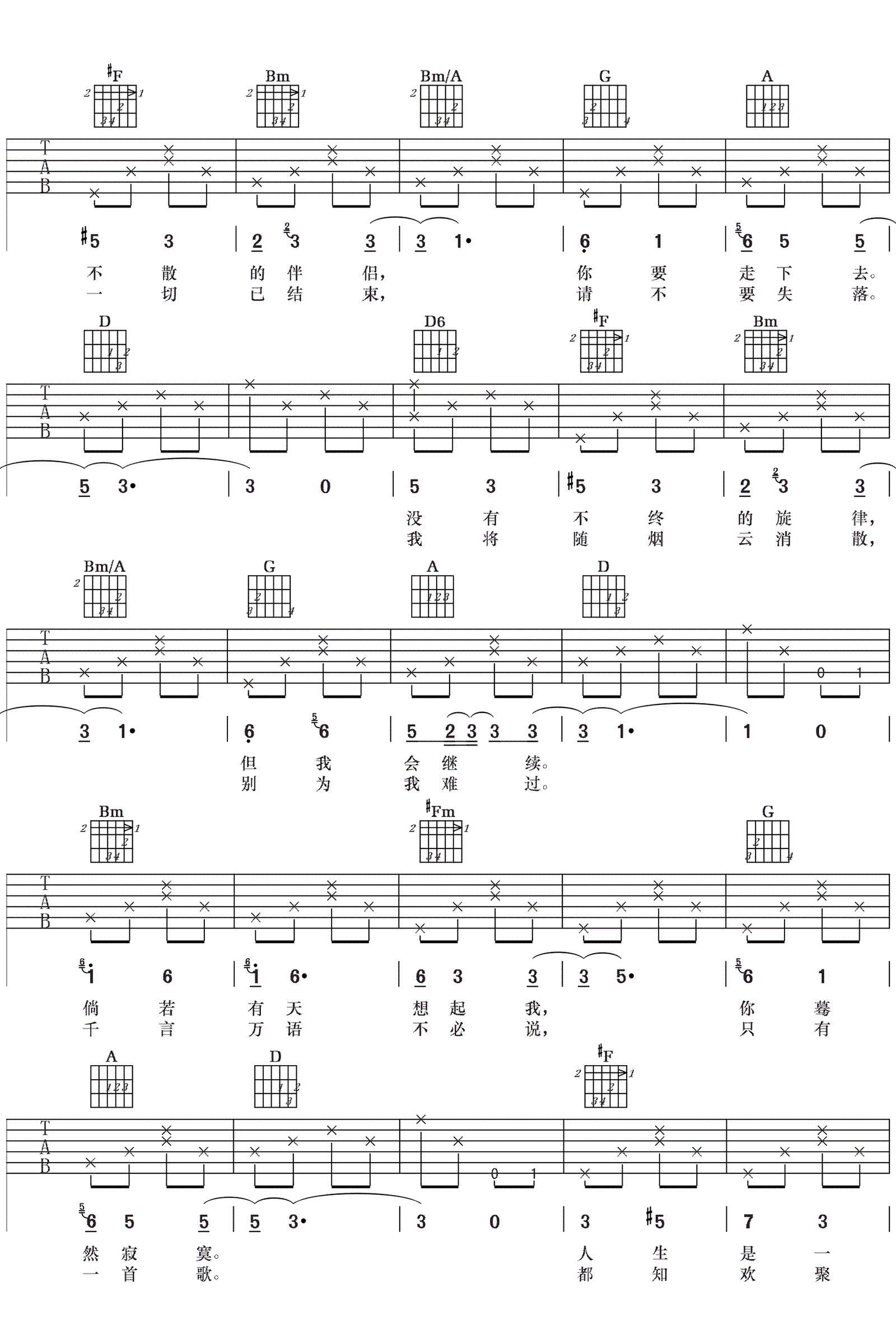 骊歌吉他谱2