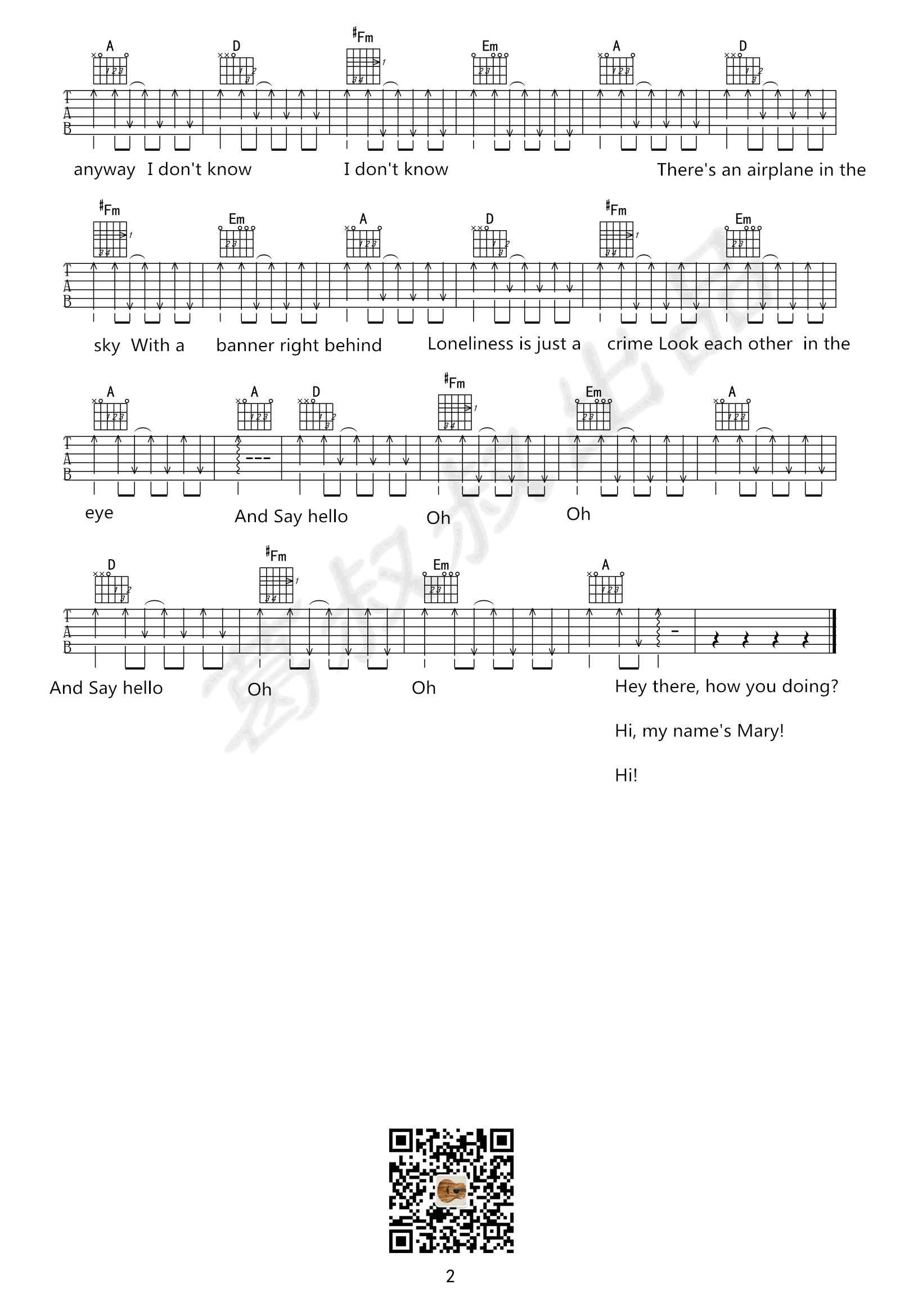 Say Hello吉他谱2