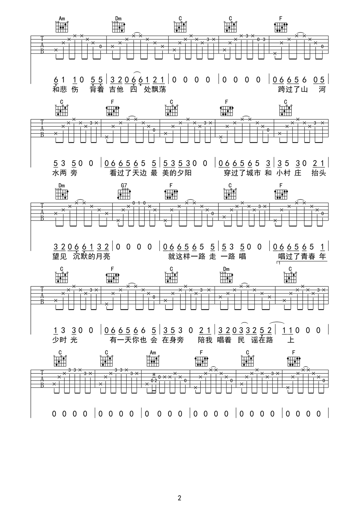 民谣在路上吉他谱2