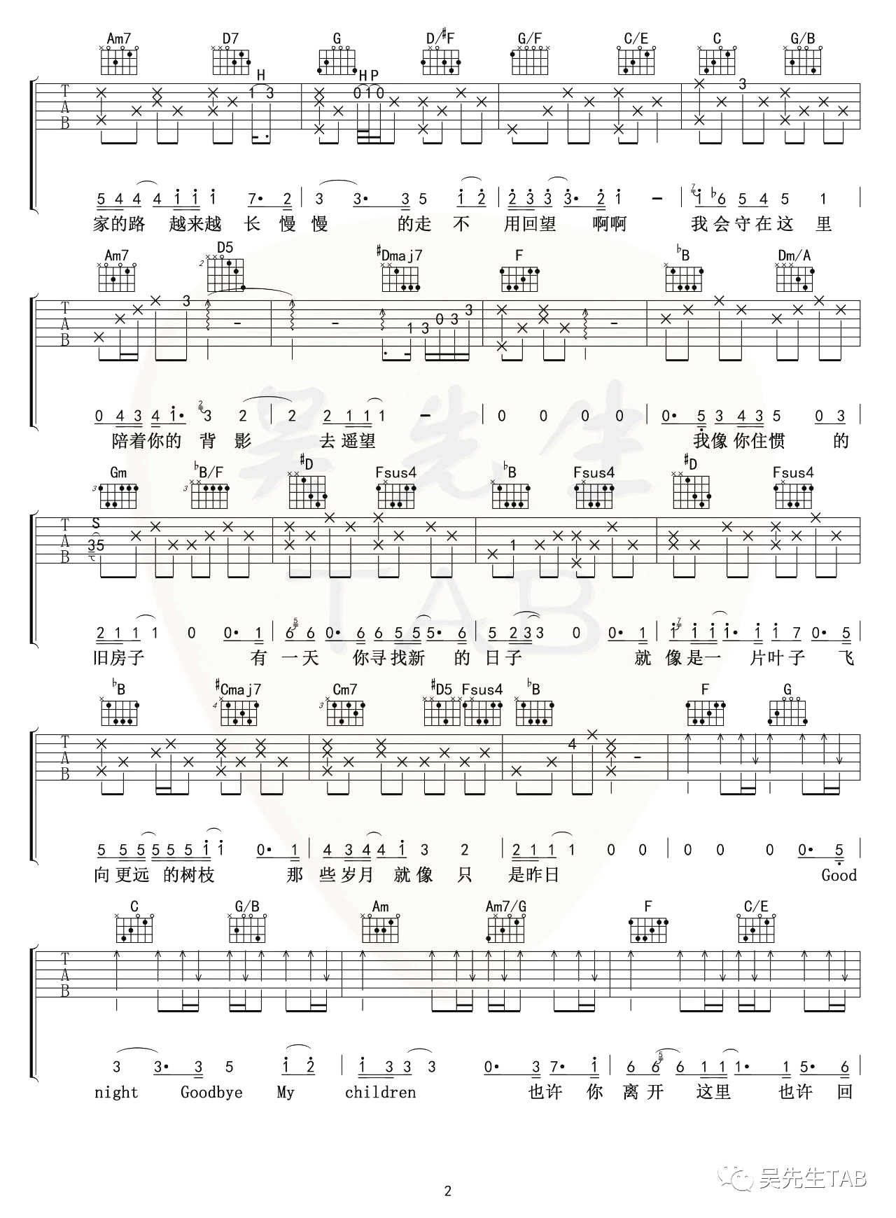 我会守在这里吉他谱2