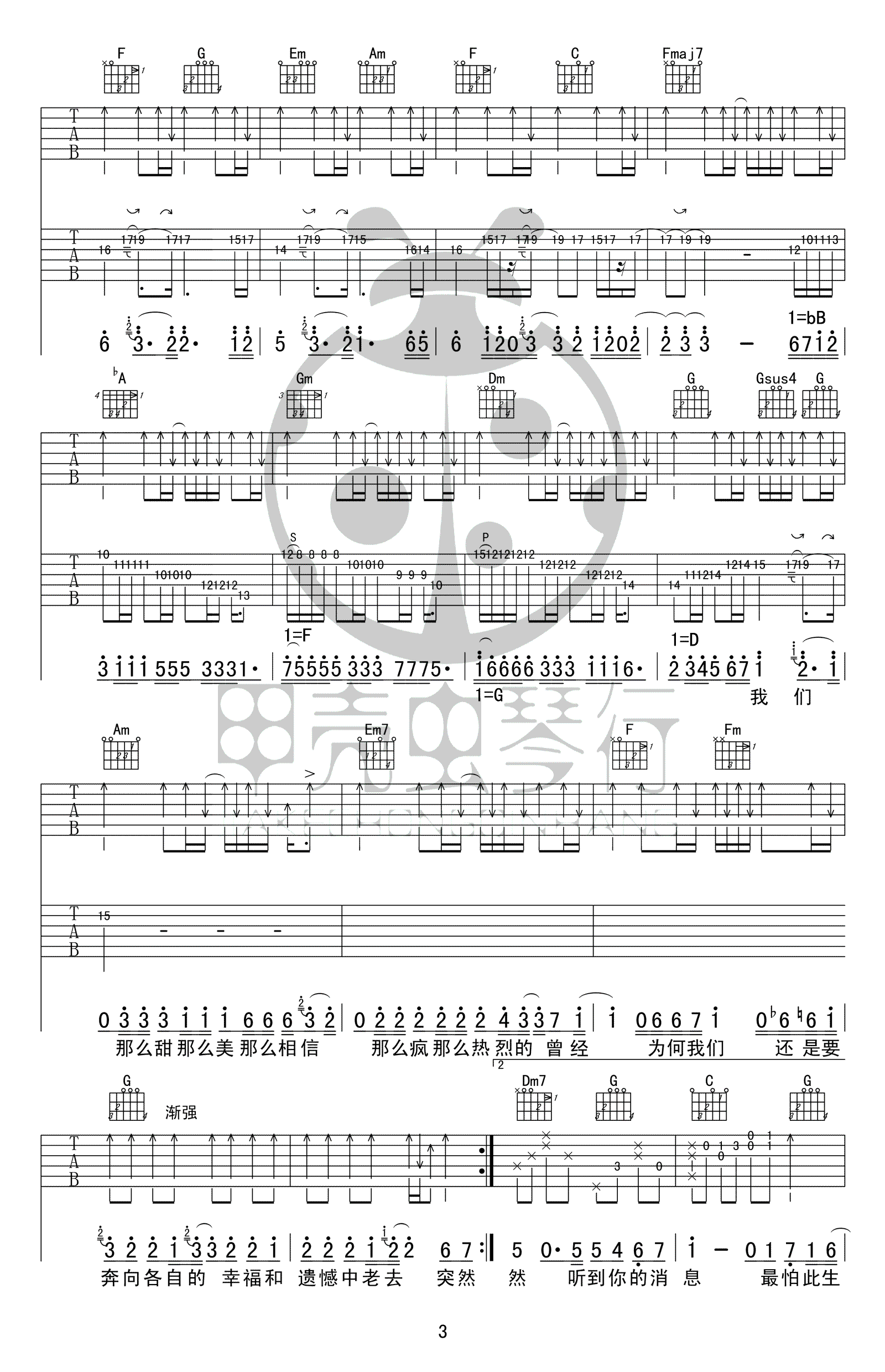 突然好想你吉他谱_五月天_C调弹唱55%单曲版 - 吉他世界