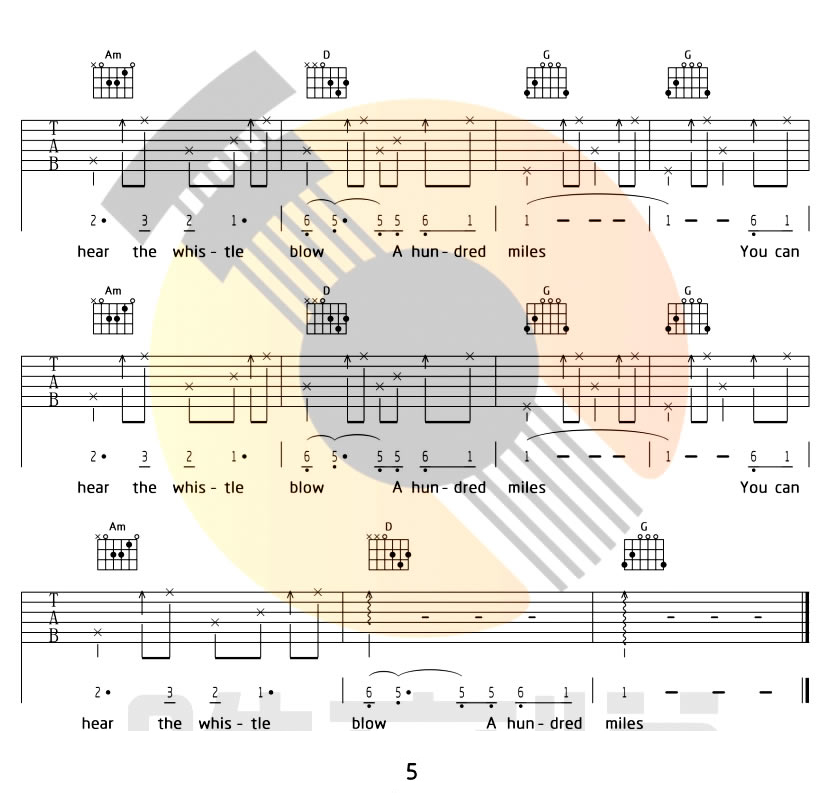 500miles吉他谱5