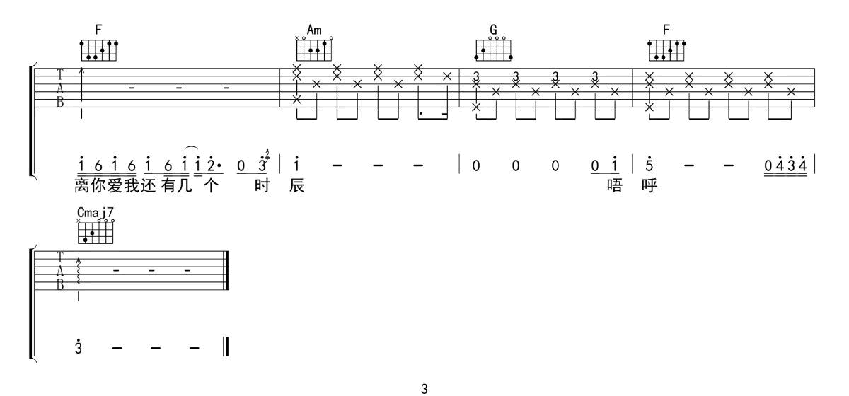 祝你爱我到天荒地老吉他谱3