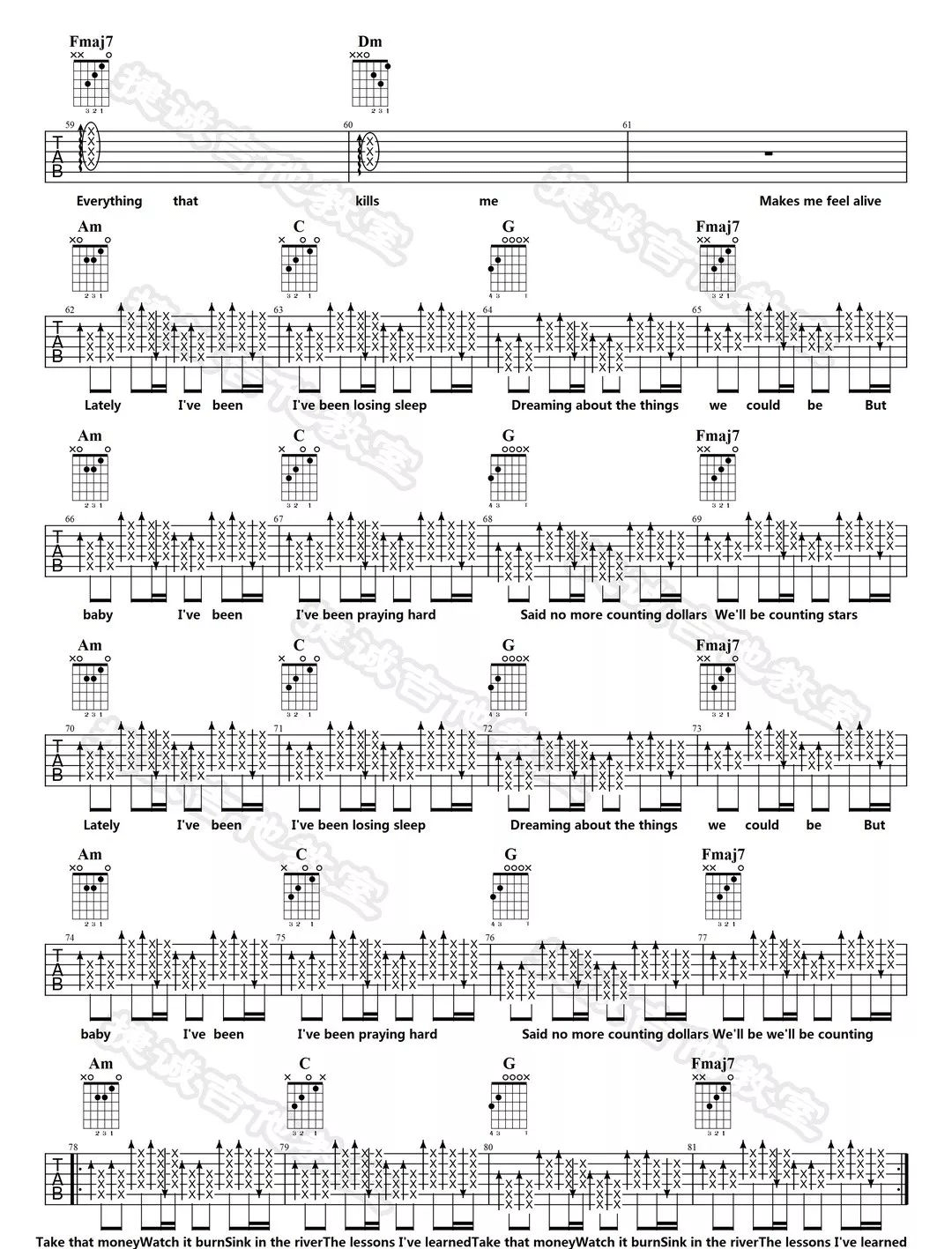 Counting Stars吉他谱4