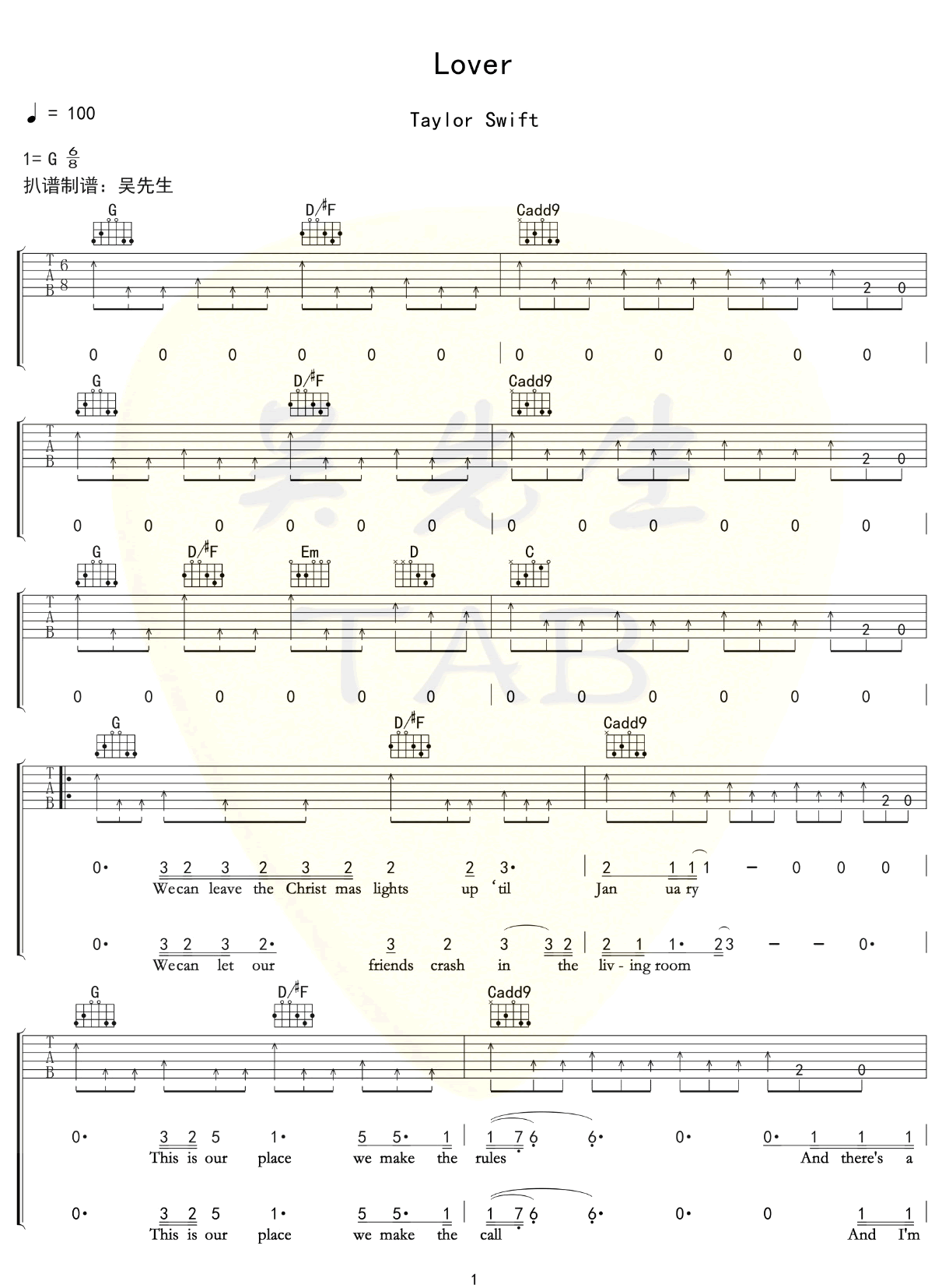 Lover吉他谱1