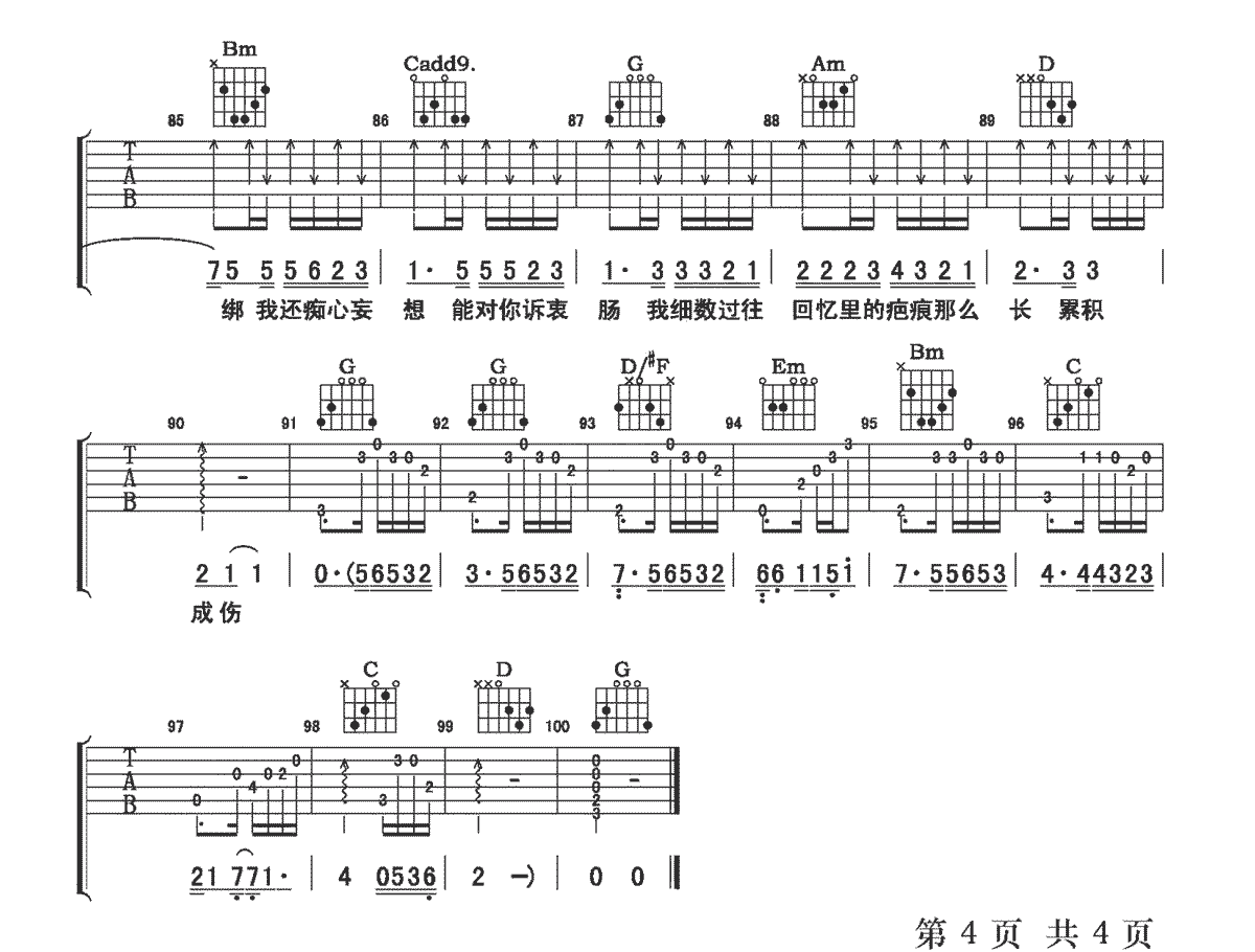 回忆那么伤吉他谱4