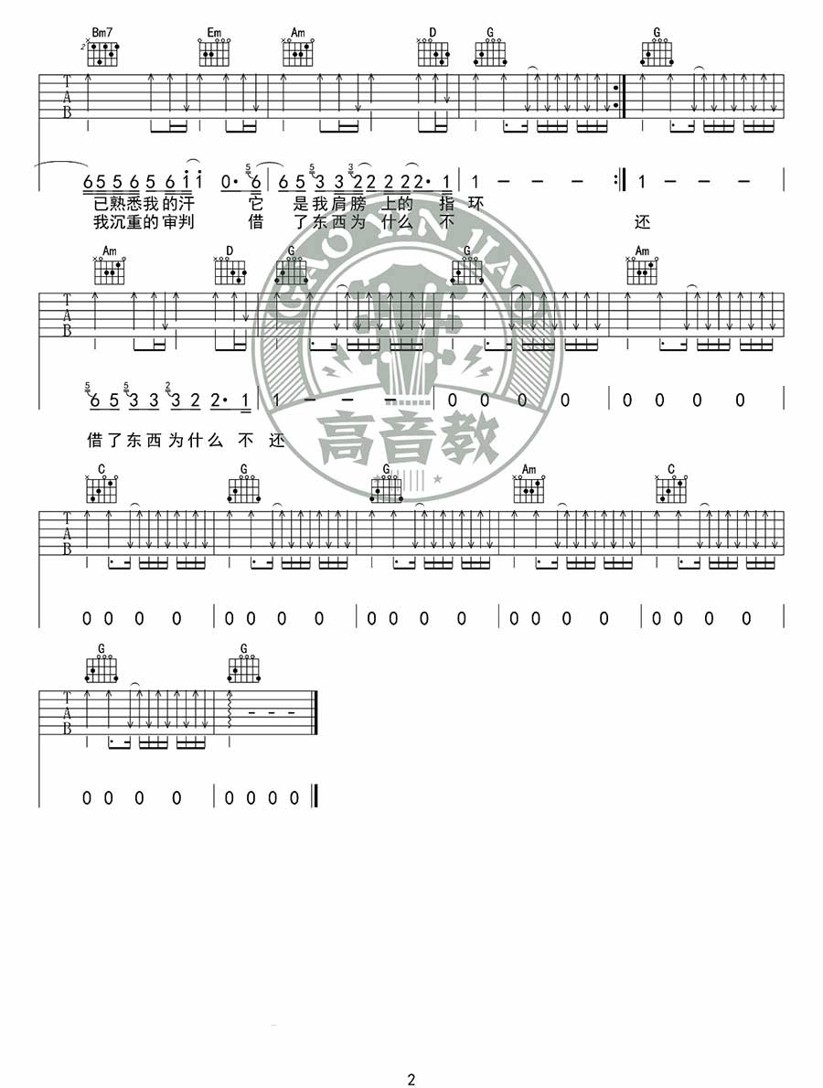 你的背包吉他谱2
