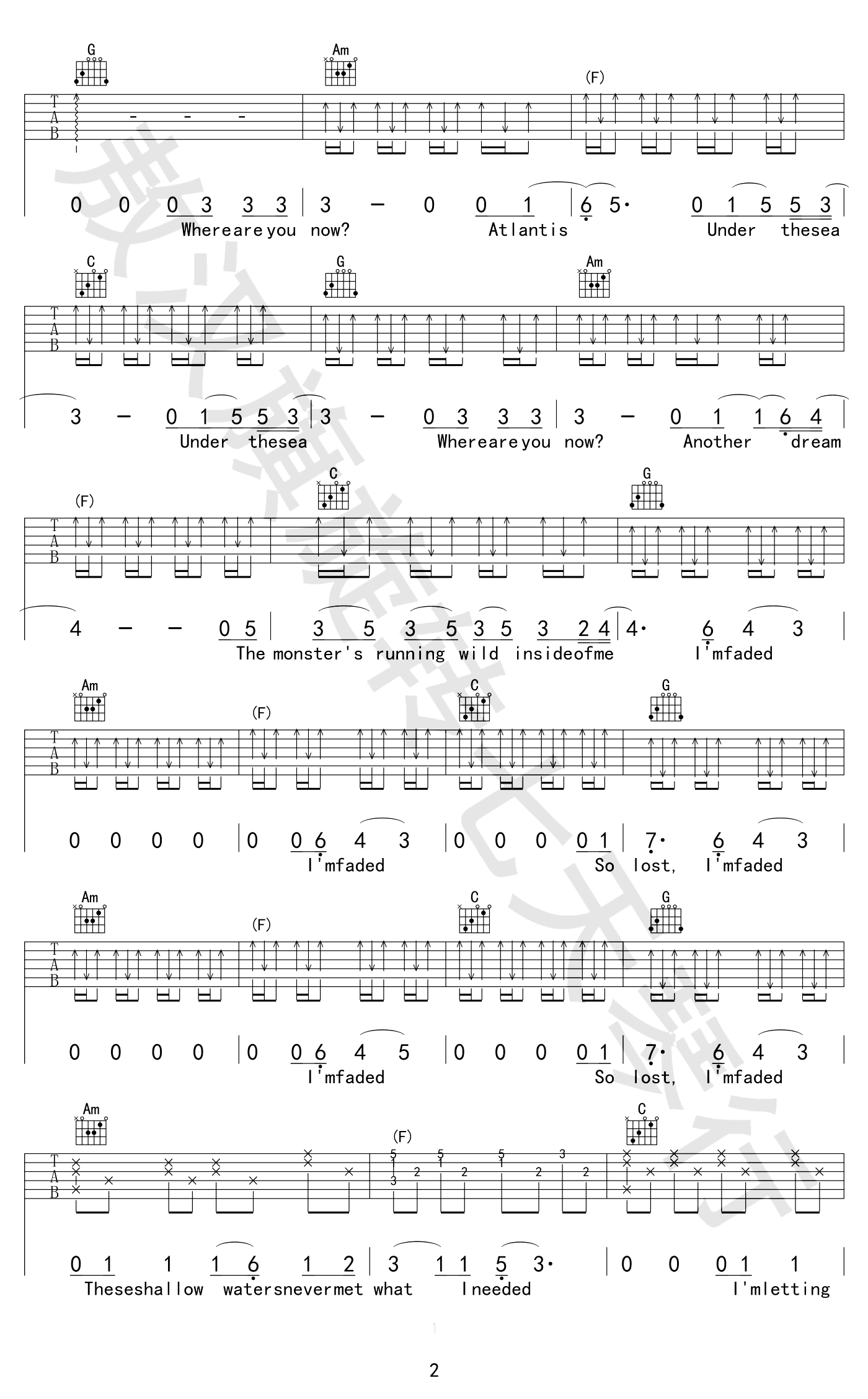 Faded吉他谱2