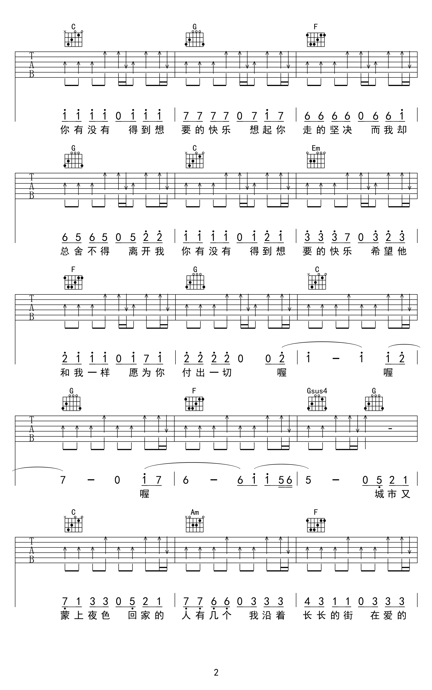 离开我你快乐吗吉他谱2