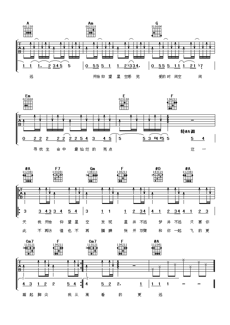 仰望星空吉他谱3