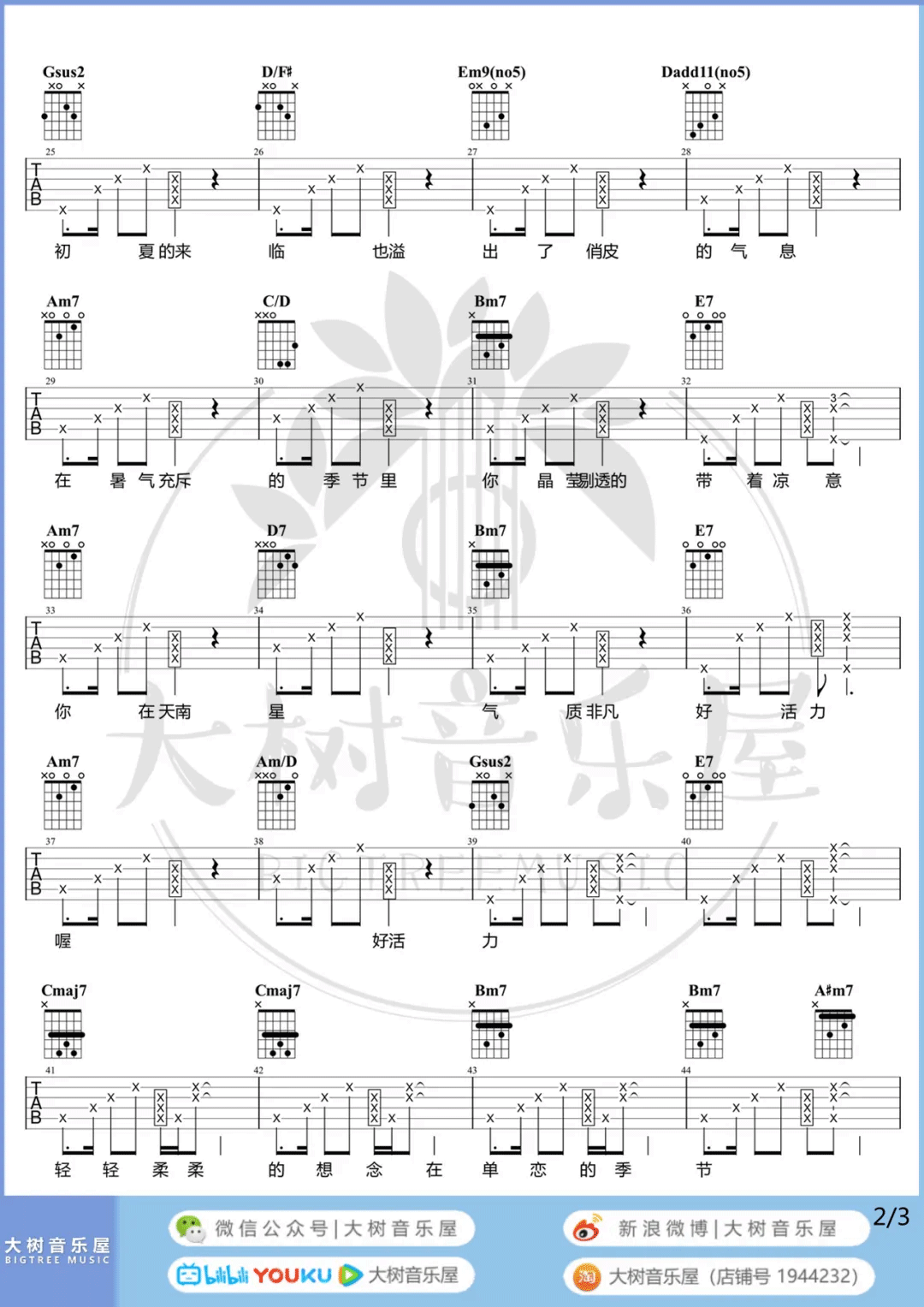 海芋恋吉他谱2