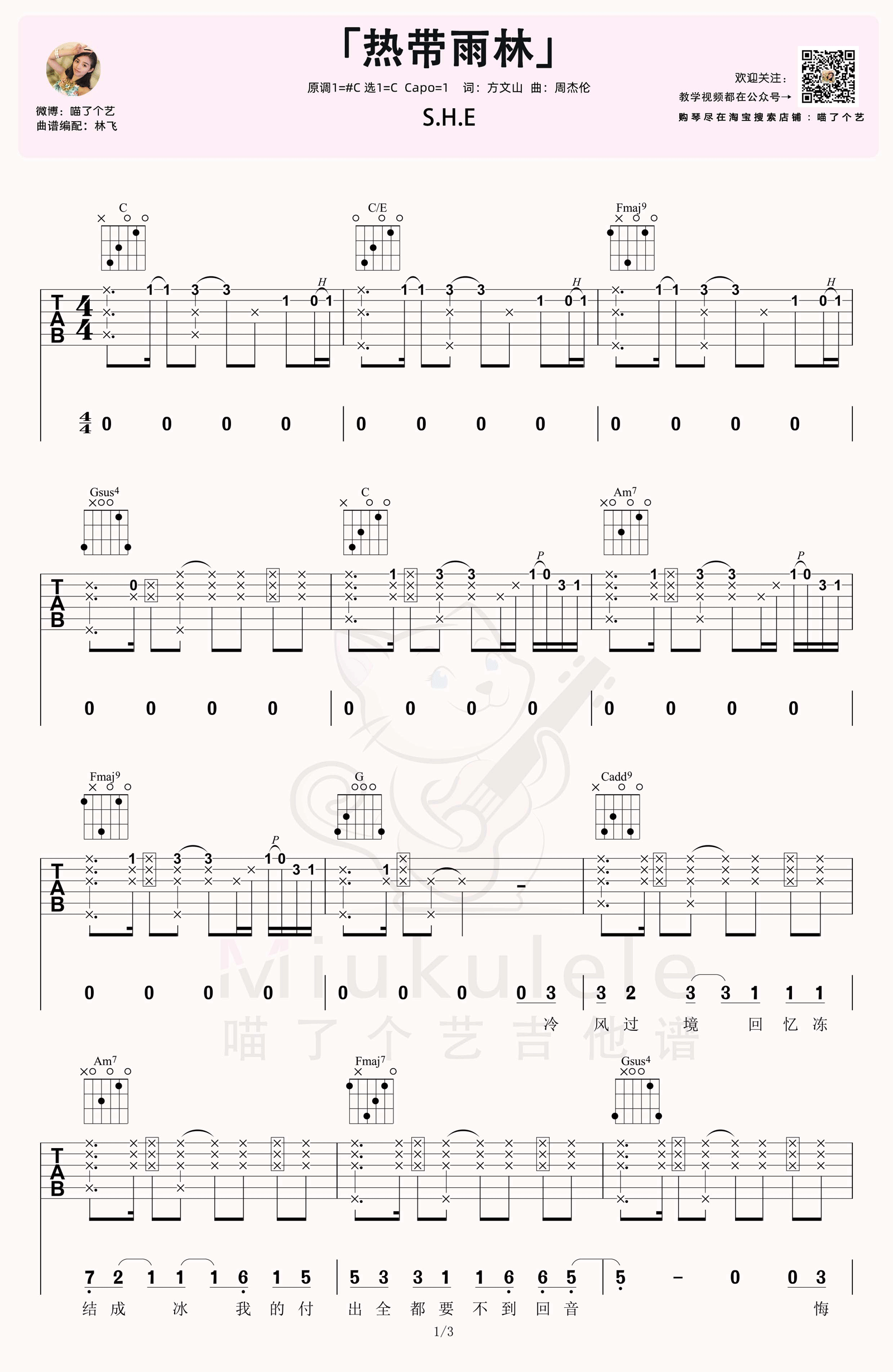 热带雨林吉他谱1