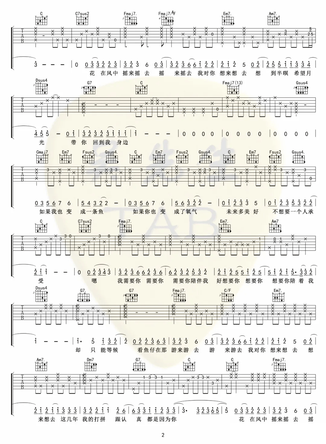 鱼仔吉他谱2