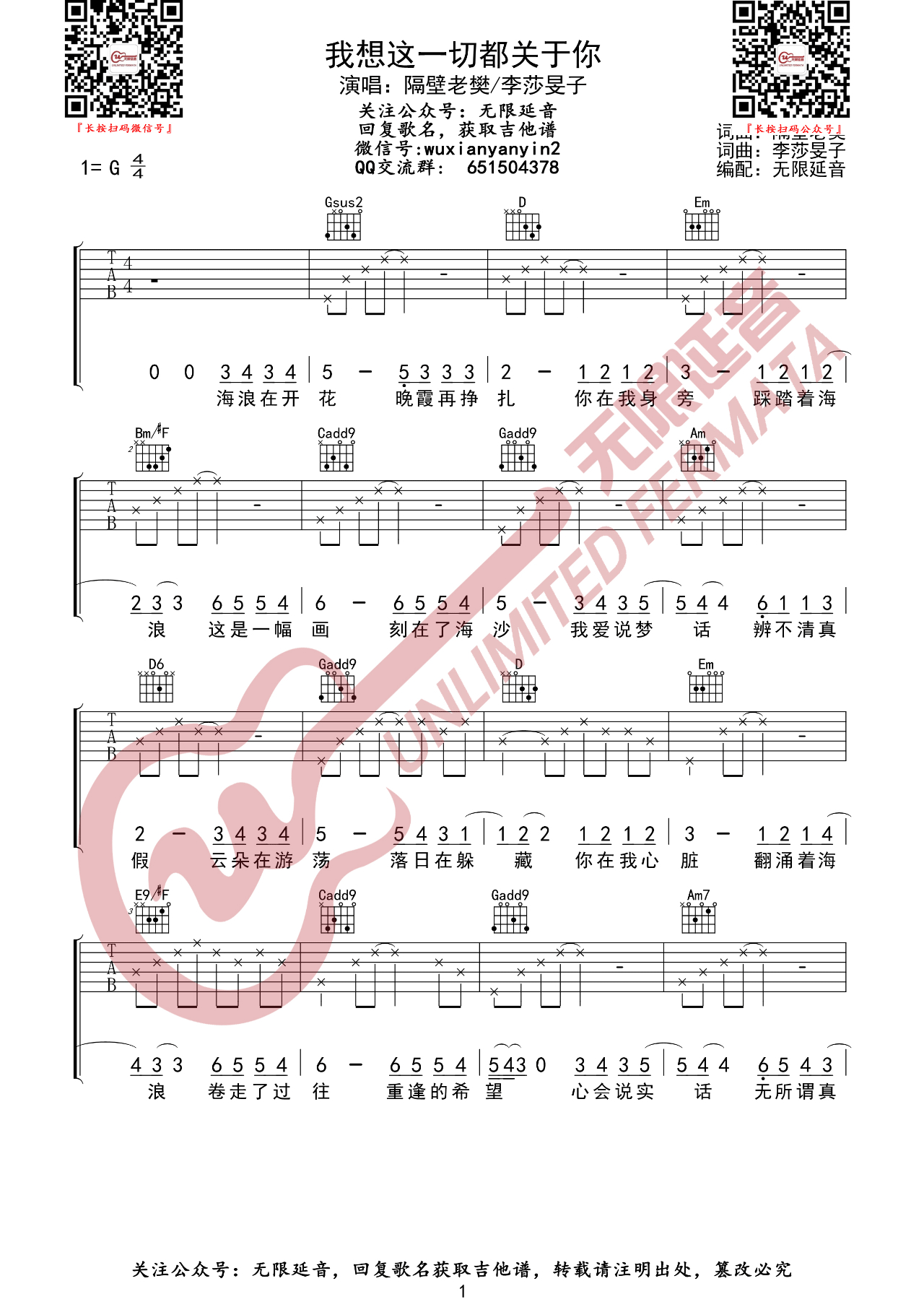 我想这一切都关于你吉他谱1